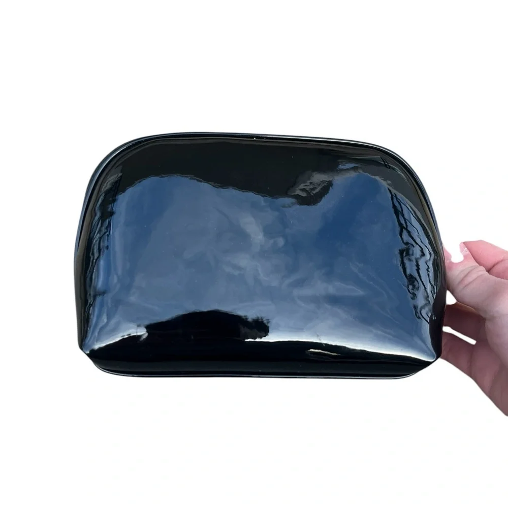 Dolls Kill Pouch Cosmetic Make Up Travel Bag in Black Vegan Leather Spellout